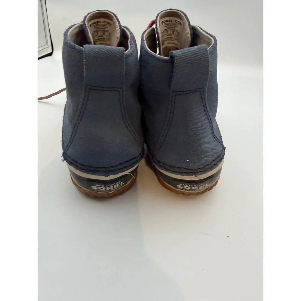 Sorel Out N About Rain Boots Womens 7 Blue Canvas Black Duck Boots NL2339-478